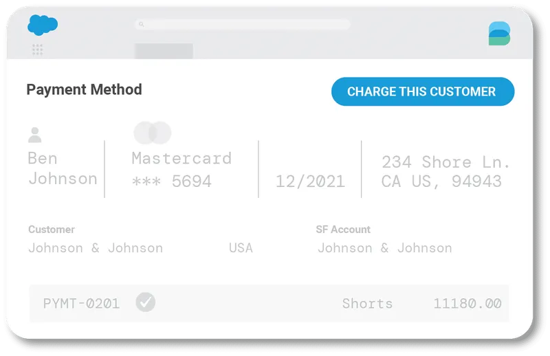Payment method and charge customer view in Salesforce